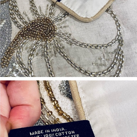 Rachel Zoe Embellished Muslin Harvest Tablet Runner 72”L - Picture 3 of 5